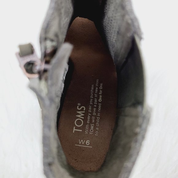 Toms Perforated Suede Peep Toe Majorka Bootie Heel - Picture 6 of 9